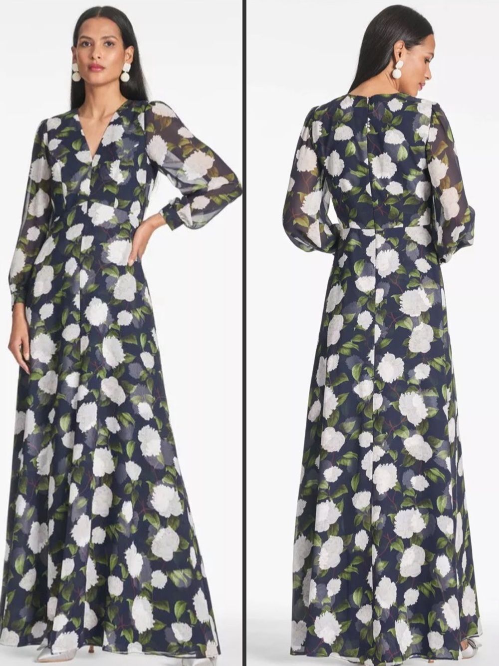 NWOT Sachin +Babi Blue Floral Maxi Dress Size 4